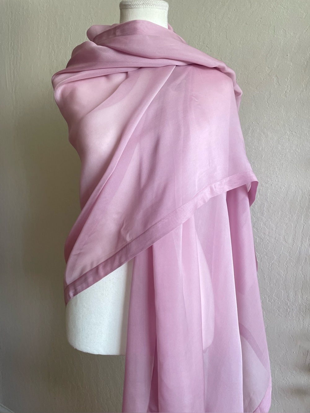 Pastel pink silk large wrap